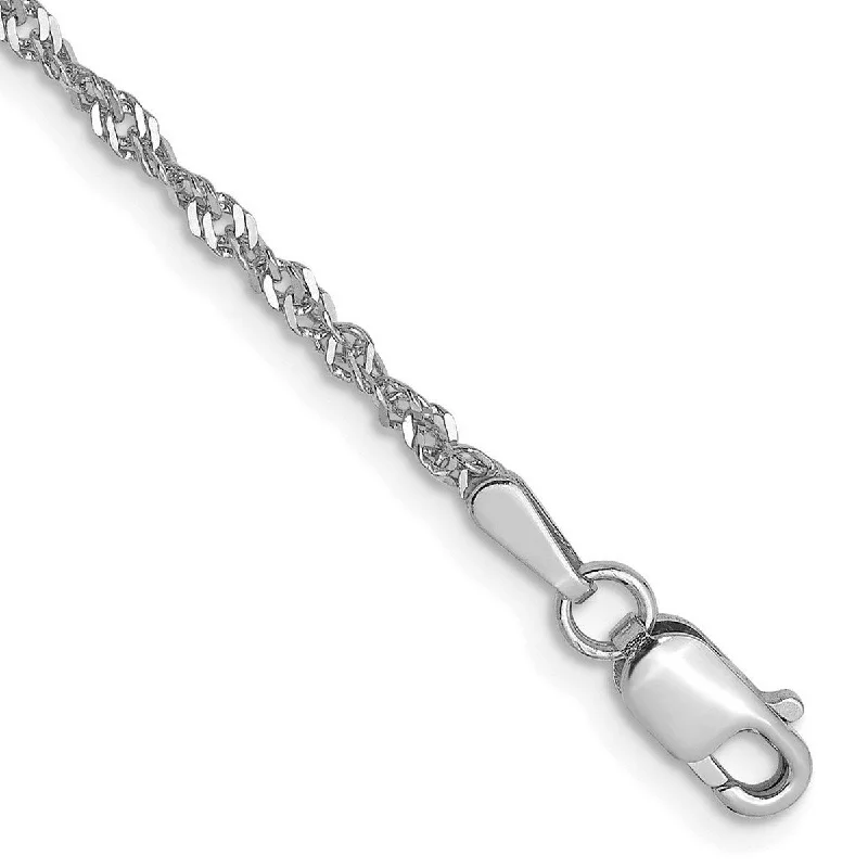 Women's boho bracelet-Curata 14k White Gold 1.6mm Singapore Chain With Lock Chain Bracelet