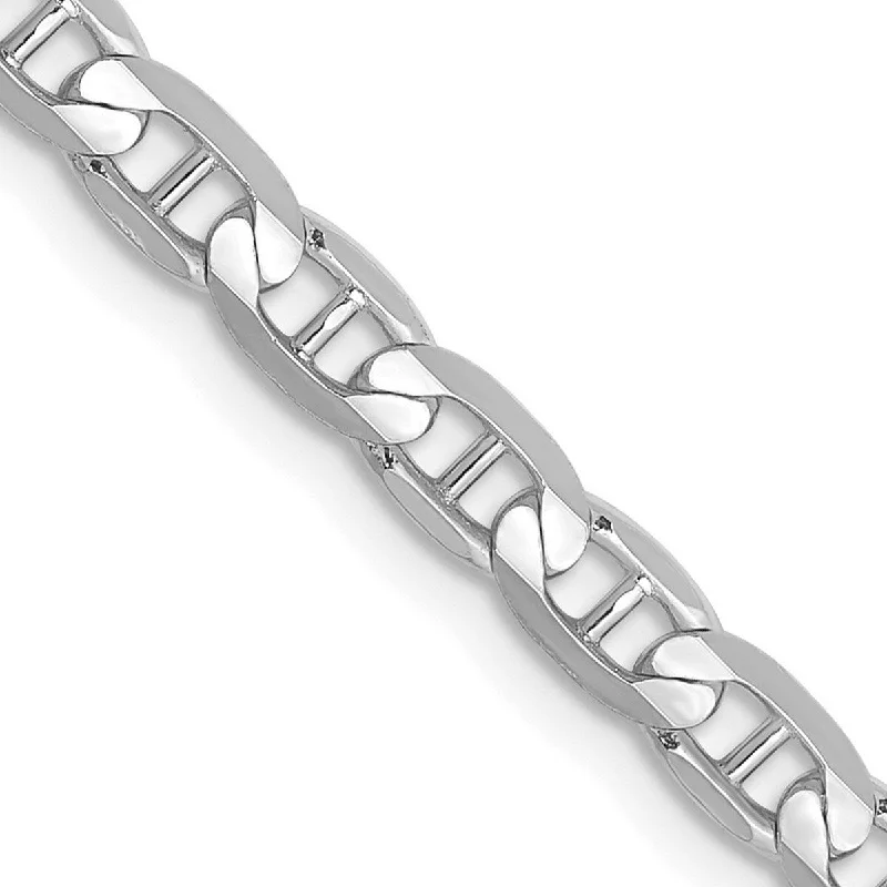 Women's statement bangles-Curata 14k White Gold Solid Polished 3.75mm Concave Mariner Anchor Chain Bracelet