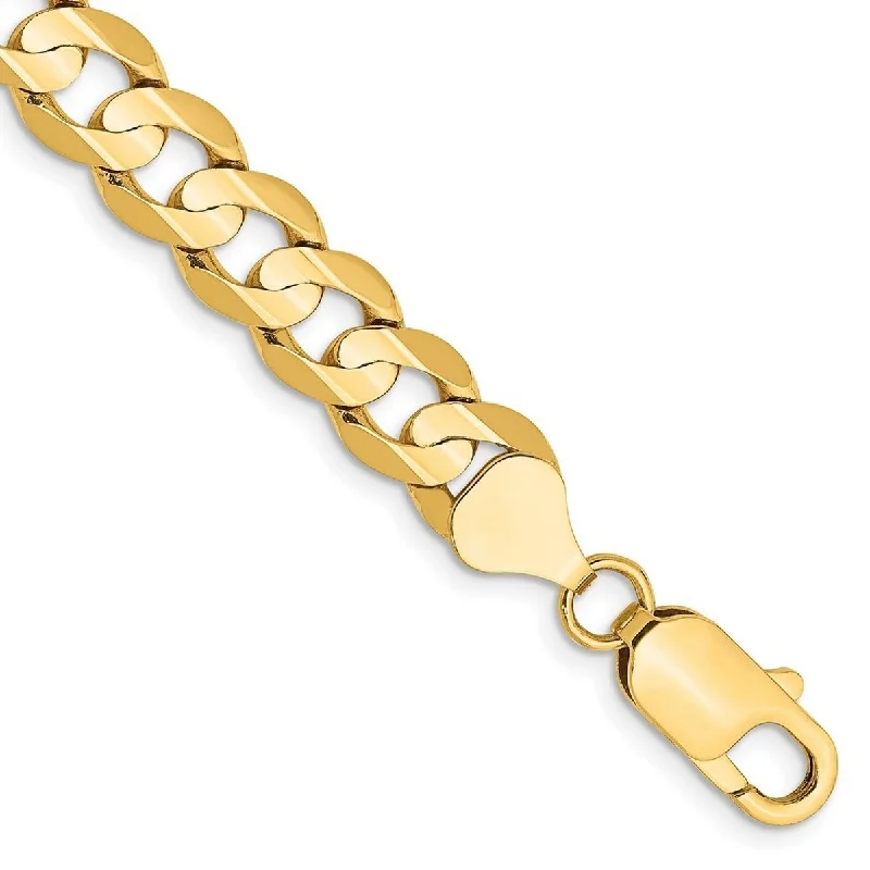 Women's cuff bangles-Curata 14k 7.5mm Open Concave Curb Chain Bracelet