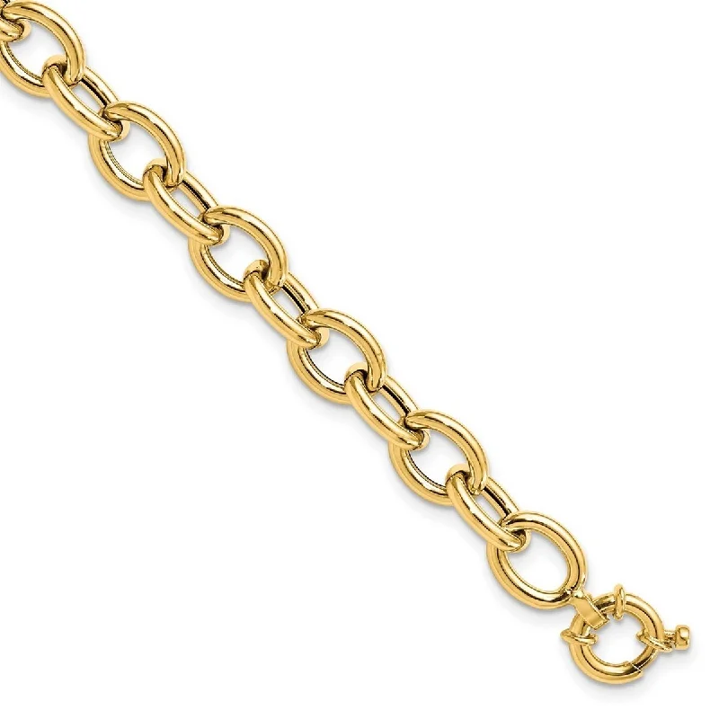 Women's crystal bracelet-Curata 8mm 14k Yellow Gold Polished Cable Oval Link Bracelet 7.5 Inch