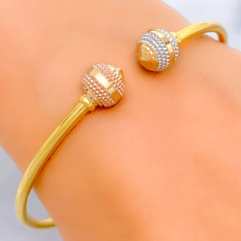 Women's party bracelet-Elegant Fine Dotted 22k Gold Bangle Bracelet