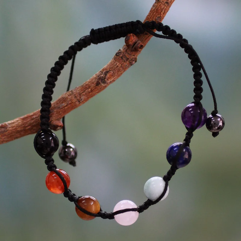 Women's charm bracelet-Gemstone Chakra Adjustable Beaded Bracelet