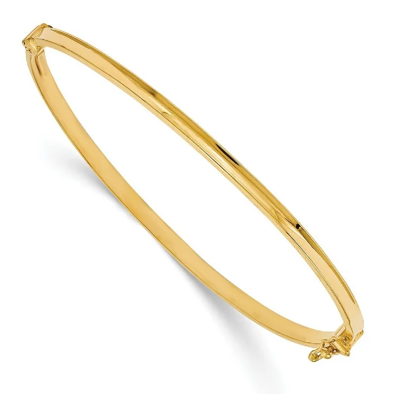 Women's fashion bangle-Curata 3mm 14k Yellow Gold Polished Hinged Cuff Stackable Bangle Bracelet