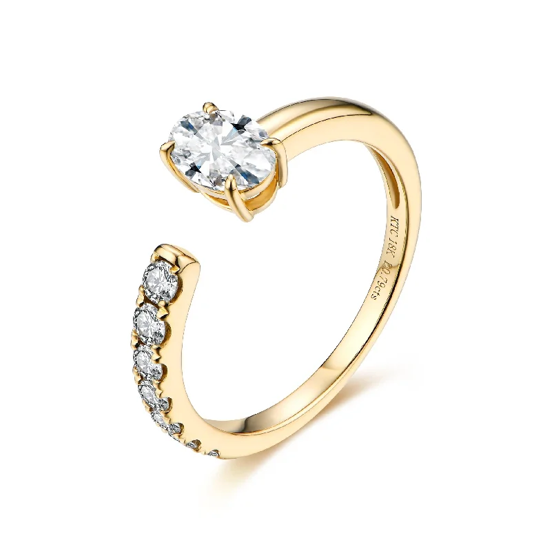 Women’s classic engagement ring-Designer Oval Space Diamond Ring