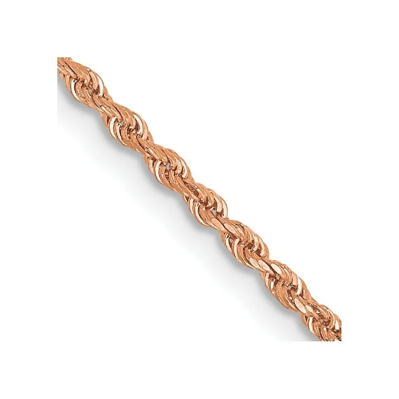 Women's handcrafted bangle-Curata 14k Rose Gold 1.50mm Sparkle Cut Rope With Lobster Clasp Chain Bracelet