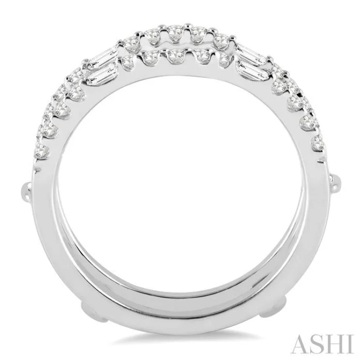 Women’s sophisticated engagement ring design-1/2 Ctw Baguette and Round Cut Diamond Insert Ring in 14K White Gold