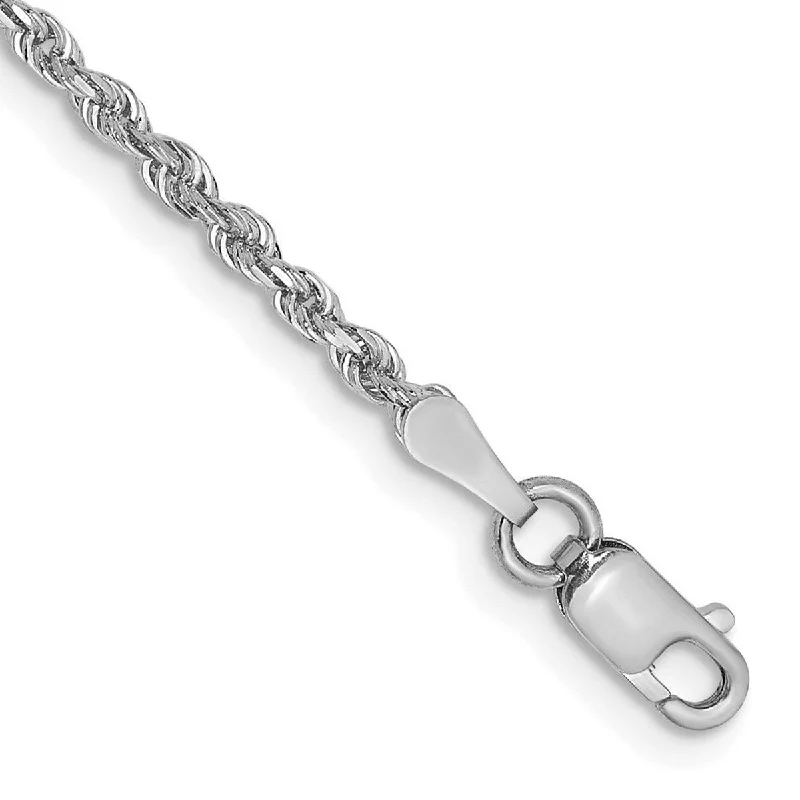 Women's dainty bracelet-Curata 14k White Gold 2mm Sparkle Cut Quadruple Rope Chain Bracelet