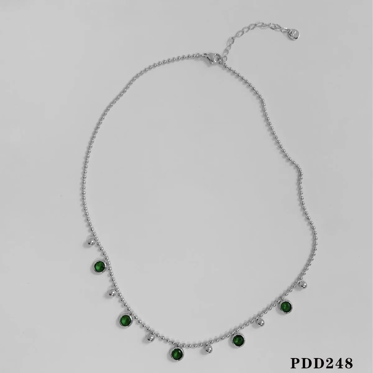 Silver Green Zirconium Necklace