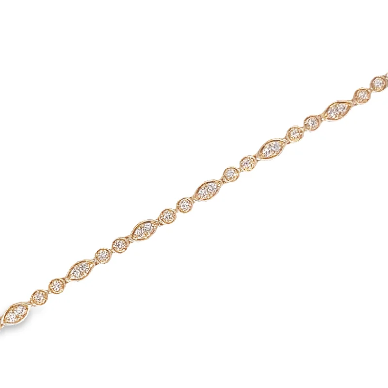 Women's handmade bracelet-14K Yellow Gold Petite Diamond Fashion Bracelet - .52ctw