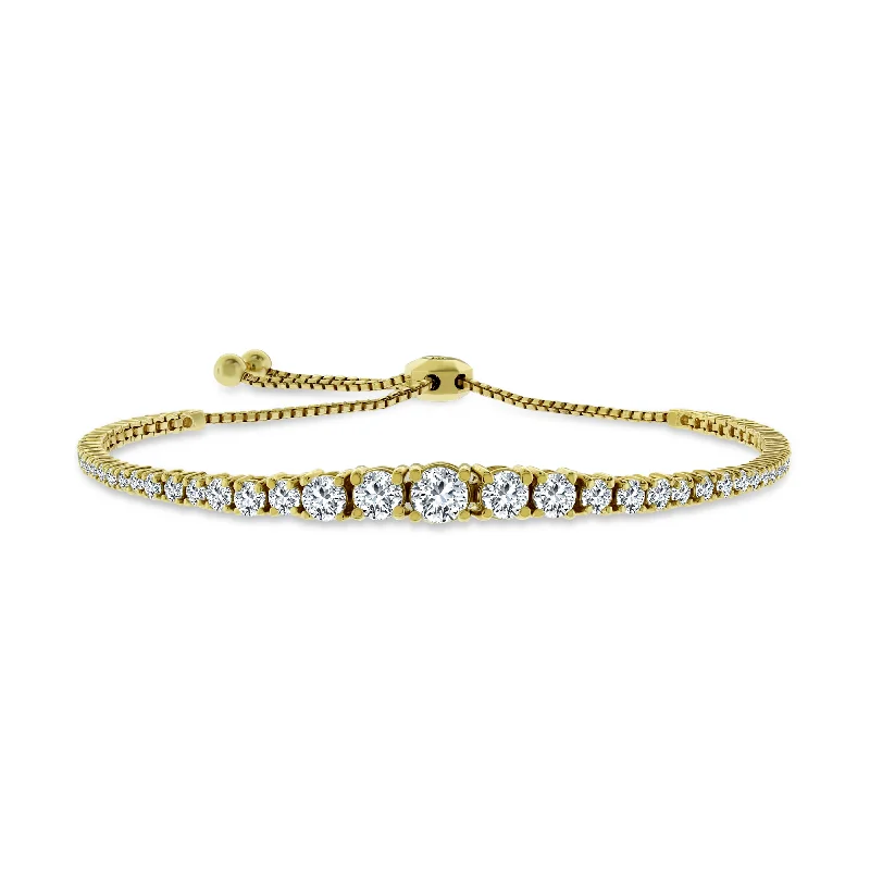 Women's nature-inspired bracelet-Graduated Bolo Diamond Tennis Bracelet (2.78 ct Diamonds) in Yellow Gold