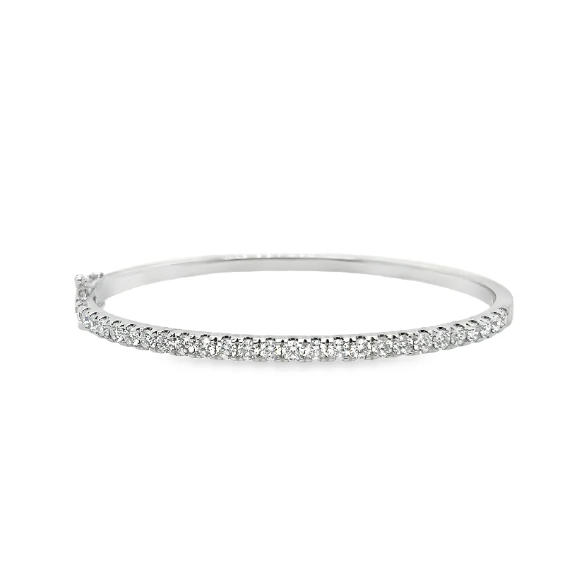 Women's luxury bracelet-14K White Gold Diamond Bangle Bracelet - 2.06ctw