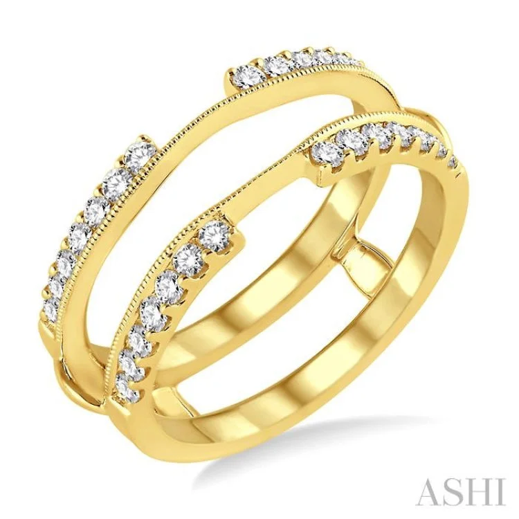 Women’s platinum wedding ring set-1/2 Ctw Round Cut Diamond Insert Ring in 14K Yellow Gold