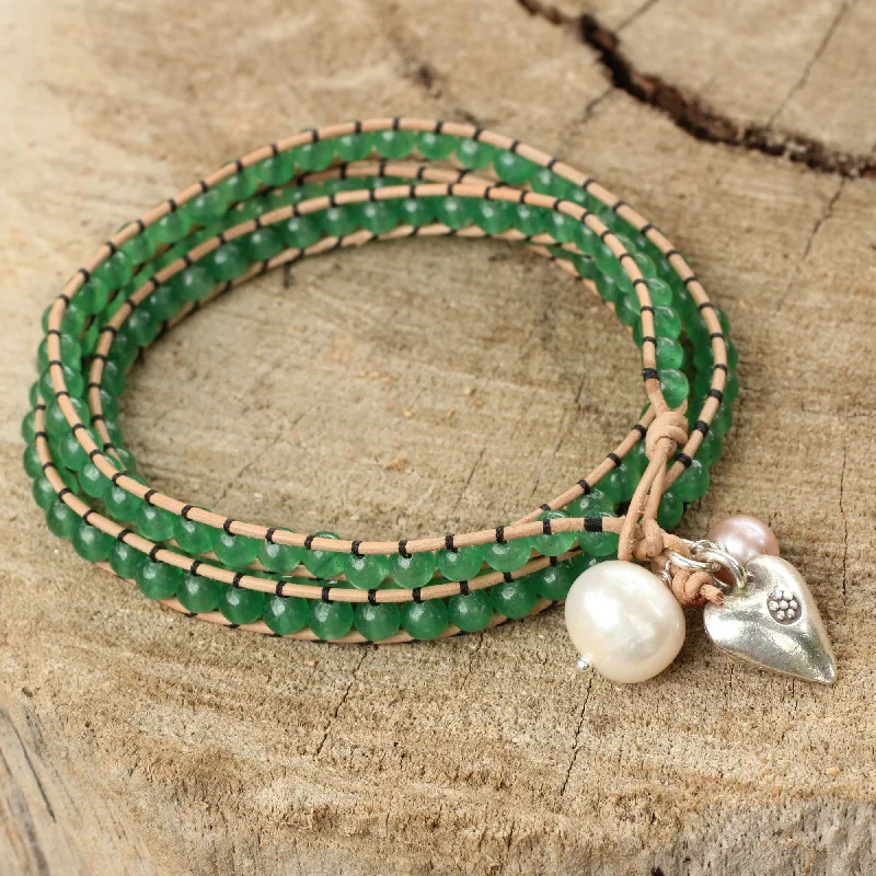 Women's trendy bracelet-Forest Heart Leather and Quartz Wrap Bracelet