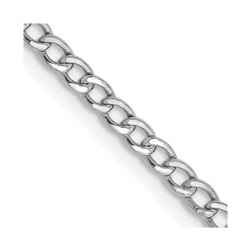 Women's adjustable bangle-Curata 14k White Gold 2.5mm Semi solid Curb Link Chain Bracelet