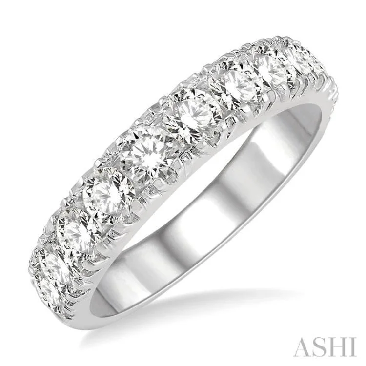 Women’s oval engagement ring-2 ctw 11 Stone Round Cut Diamond Wedding Band in 14K White Gold