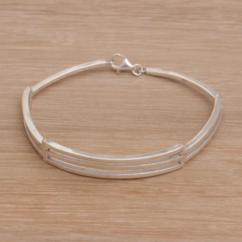 Women's charm bangle-Ternion Men's Handmade Sterling Silver Bracelet from Bali