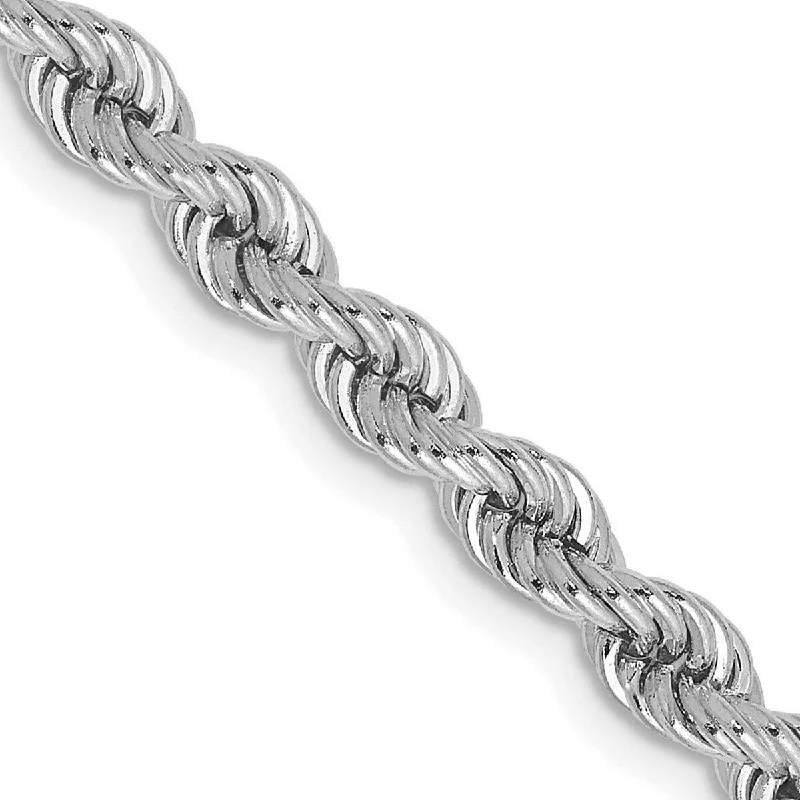 Women's high-end bracelet-Curata 14k White Gold Solid 4.0mm Handmade Regular Rope Bracelet Lobster Claw