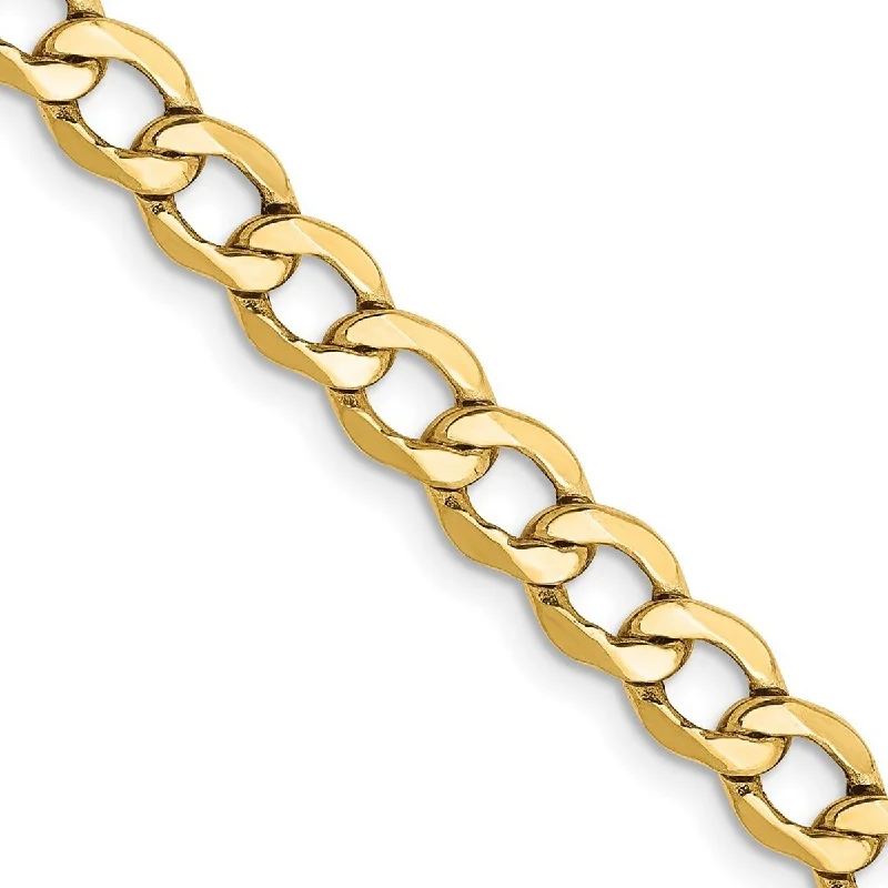 Women's dainty bracelet-Curata 10k Yellow Gold Polished Lobster Claw Closure 5.25mm Semi Solid Curb Link Chain Bracelet 7 Inch