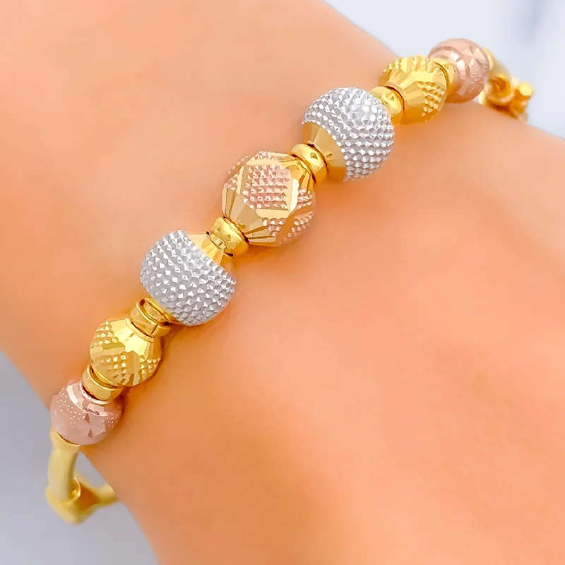 Women's pearl bracelet-Palatial Multi-Tone 22k Gold Bangle Bracelet