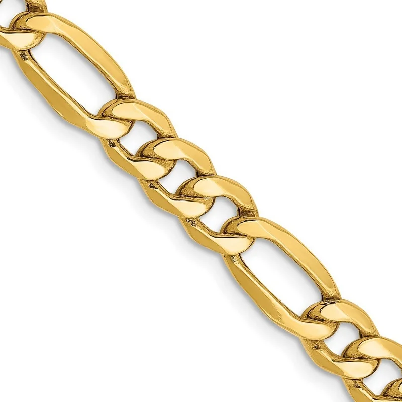 Women's beach bracelet-Curata 14k Gold 6.25mm Semi solid Figaro Chain Bracelet