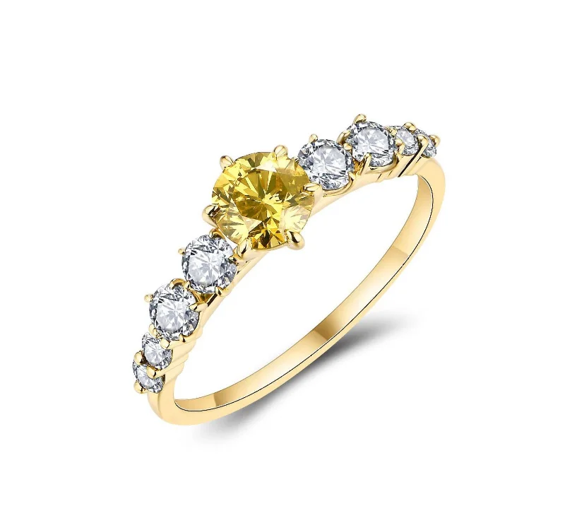 Women’s antique engagement ring-Yellow Diamond Half Eternity Ring