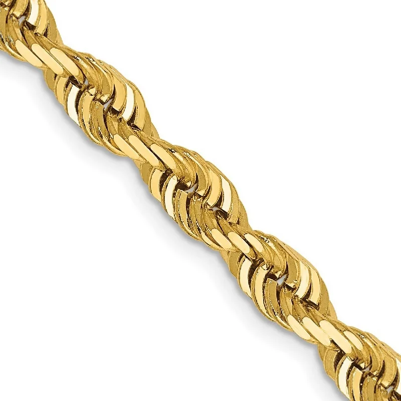 Women's birthday bracelet-Curata 14k Yellow Gold Solid 5.0mm Sparkle Cut Quadruple Rope Chain Bracelet 8 Inch