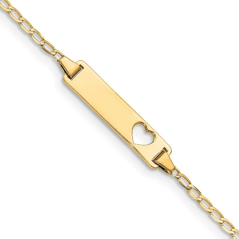 Women's rose gold bracelet-Curata 14k Yellow Gold Baby ID Curb Bracelet - 6 Inch