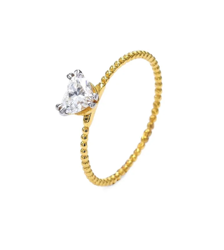 Women’s gold engagement ring-GIA Certified Heart White Diamond Ring