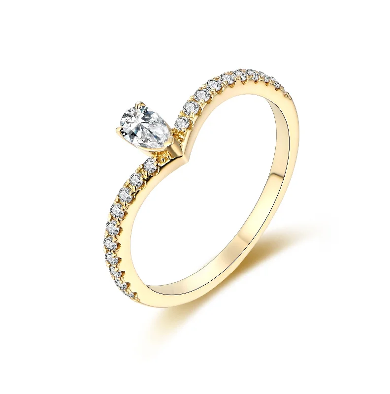 Women’s sophisticated engagement ring design-Pear Designer Half Eternity Diamond Ring