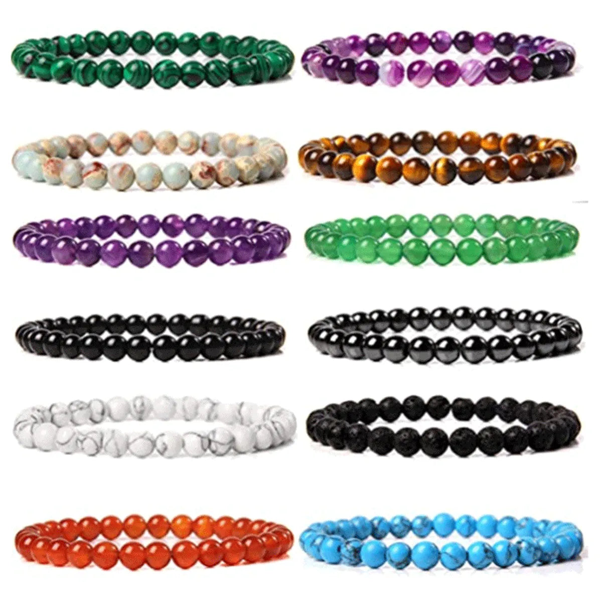 Women's statement bracelet-Fashion Round Natural Stone Beaded Bracelets 1 Piece