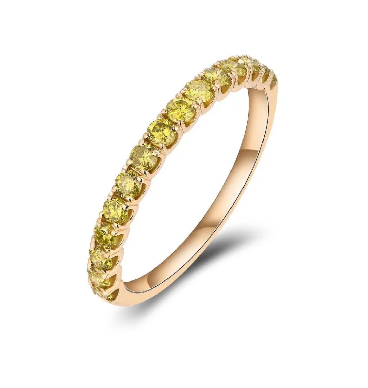 Women’s romantic engagement ring-Classic Golden Yellow Diamond Half Eternity Ring