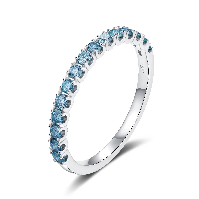 Women’s rose gold diamond engagement ring-Classic Blue Diamond Half Eternity Ring