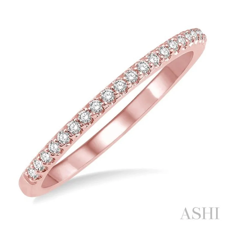 Women’s custom gold engagement ring-1/10 Ctw Round Cut Diamond Wedding Band in 14K Rose Gold