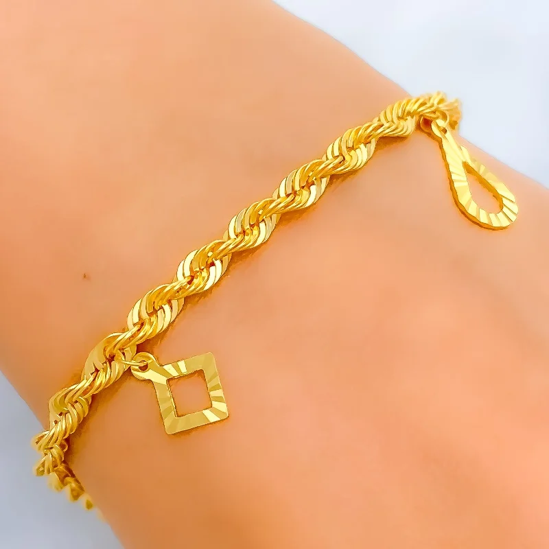 Women's cuff bangles-Posh Twisted 22k Gold Multi-Charm Bracelet