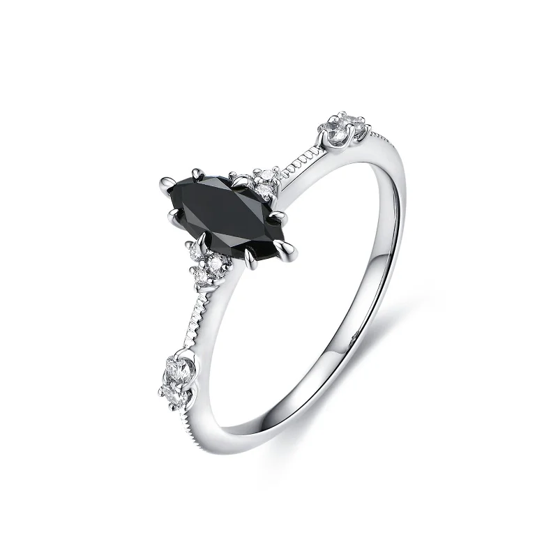 Women’s black diamond engagement ring-Marquise Black Diamond Craving Ring