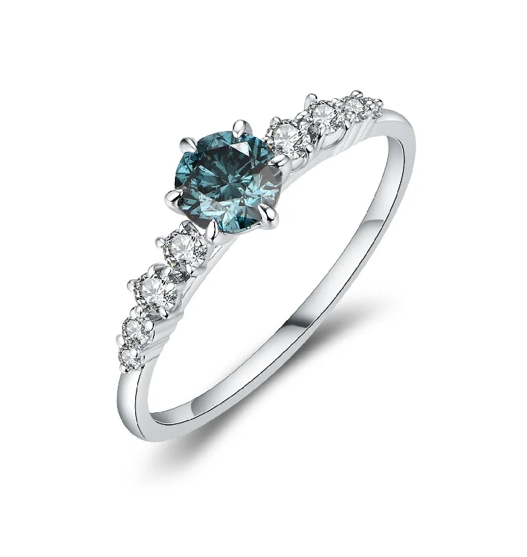 Women’s handcrafted engagement ring-Blue Diamond Galaxy Ring