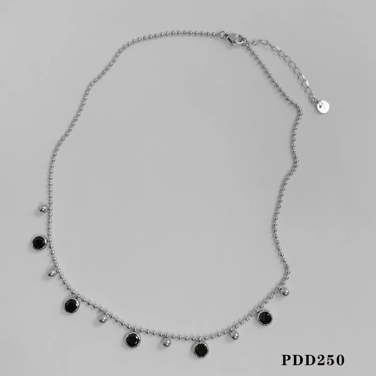 Silver Black Zirconium Necklace