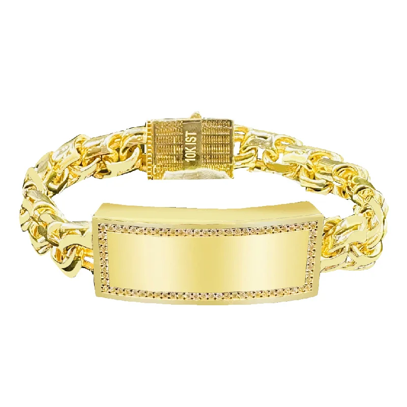 Women's eco-friendly bracelet-10K yellow gold CZ chino link ID bracelet with Saint Jude