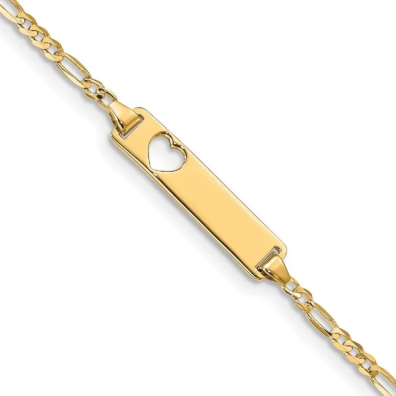 Women's gemstone bangles-Curata 10k Yellow Gold 5mm Engravable Figaro Link ID Bracelet