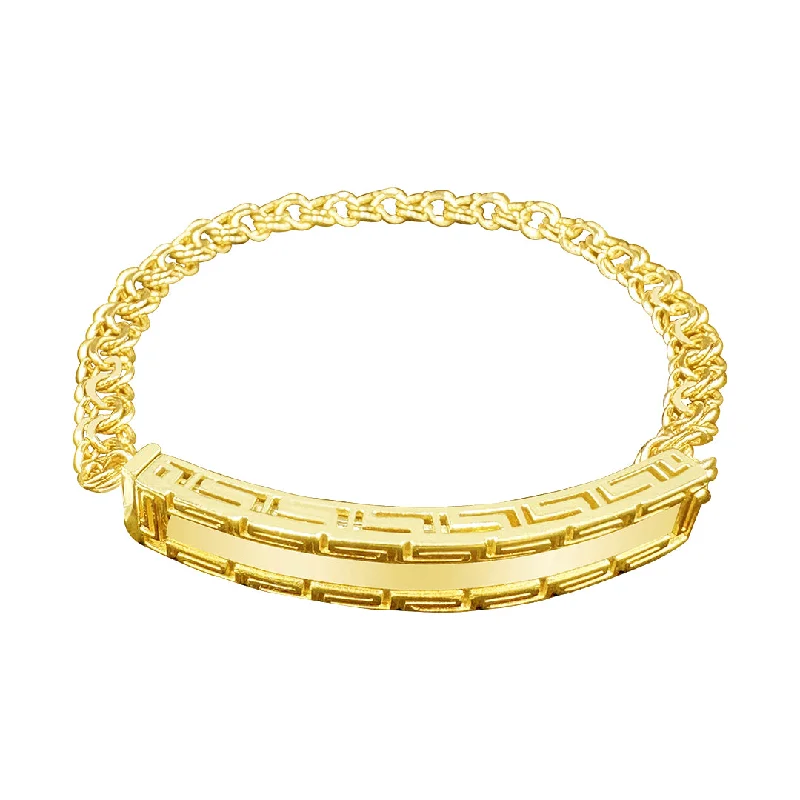 Women's designer cuff bracelet-10K yellow gold chino link ID bracelet