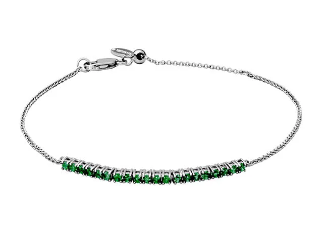 Women's designer bangle-Silver Emerald Birthstone Bracelet