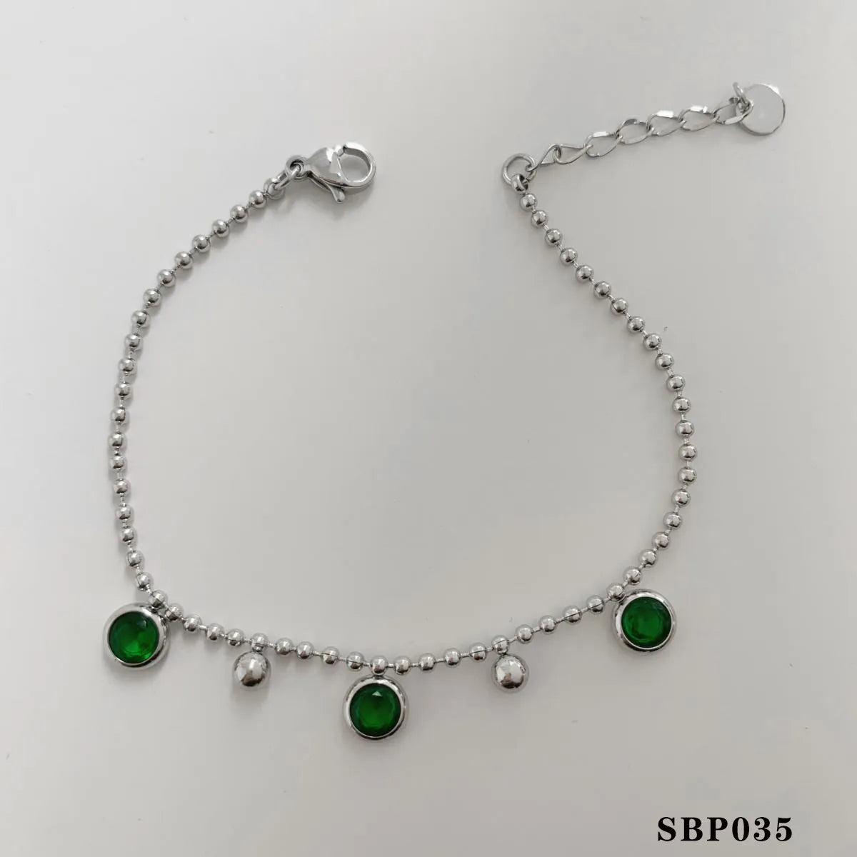 Silver Green Zirconium Bracelet