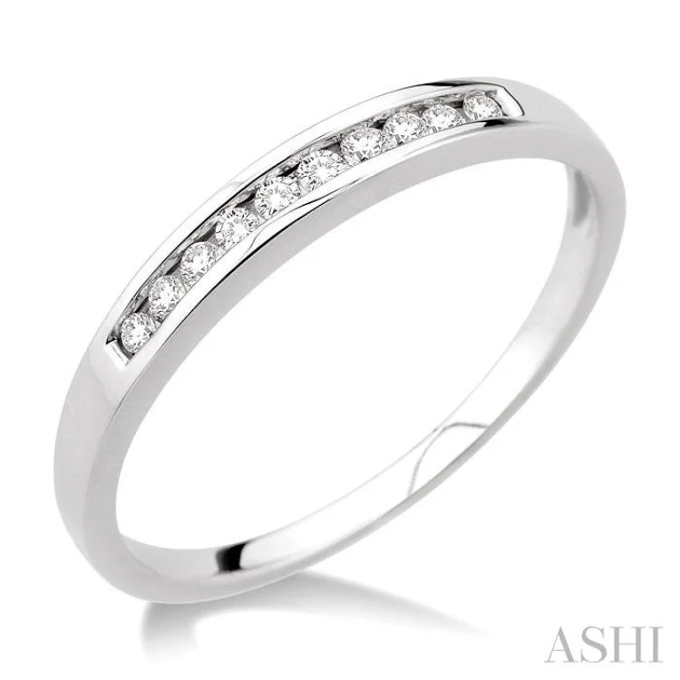 Women’s round cut engagement ring-1/10 Ctw Round Cut Diamond Band in 10K White Gold