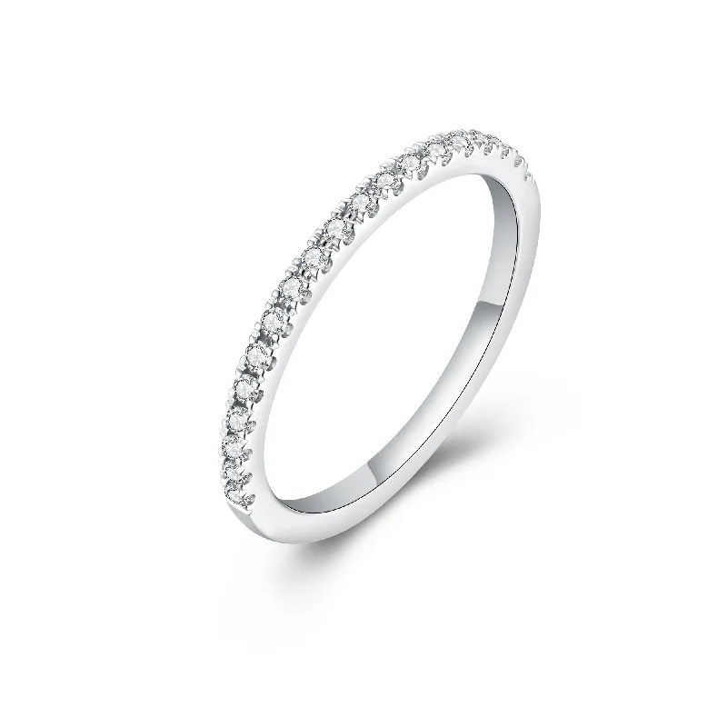 Women’s custom-designed engagement ring-Classic White Diamond Half Eternity Ring