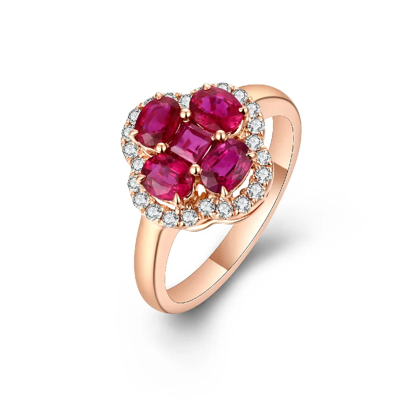 Women’s personalized engagement ring-Ruby and Diamond Ring