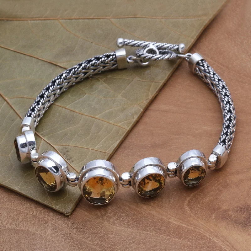 Women's personalized bracelet-Golden Constellation Stunning 14 Carat Citrine Pendant Bracelet