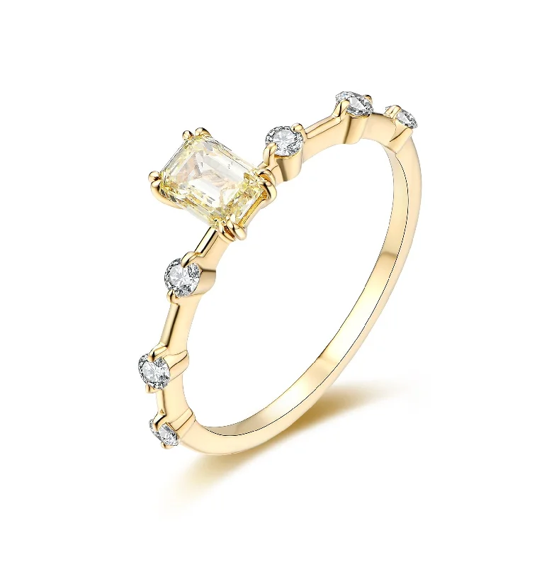 Women’s simple diamond engagement ring-Light Yellow Diamond Space Ring