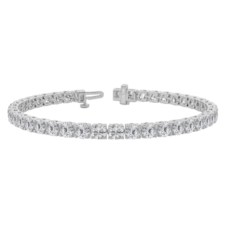 Women's gold bangle set-Beauvince Diamond Tennis Bracelet (9.60 ct Diamonds) in White Gold