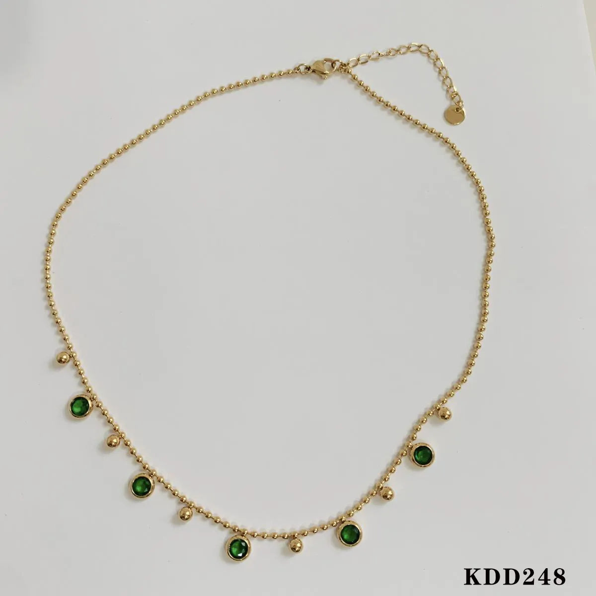 Gold Green Zirconium Necklace