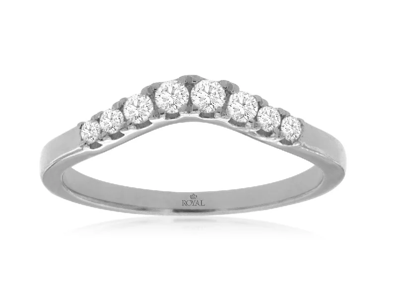 Women’s diamond halo engagement ring-0.24 CTW Natural Diamond GraduateCurved Wedding Band Ring White Gold